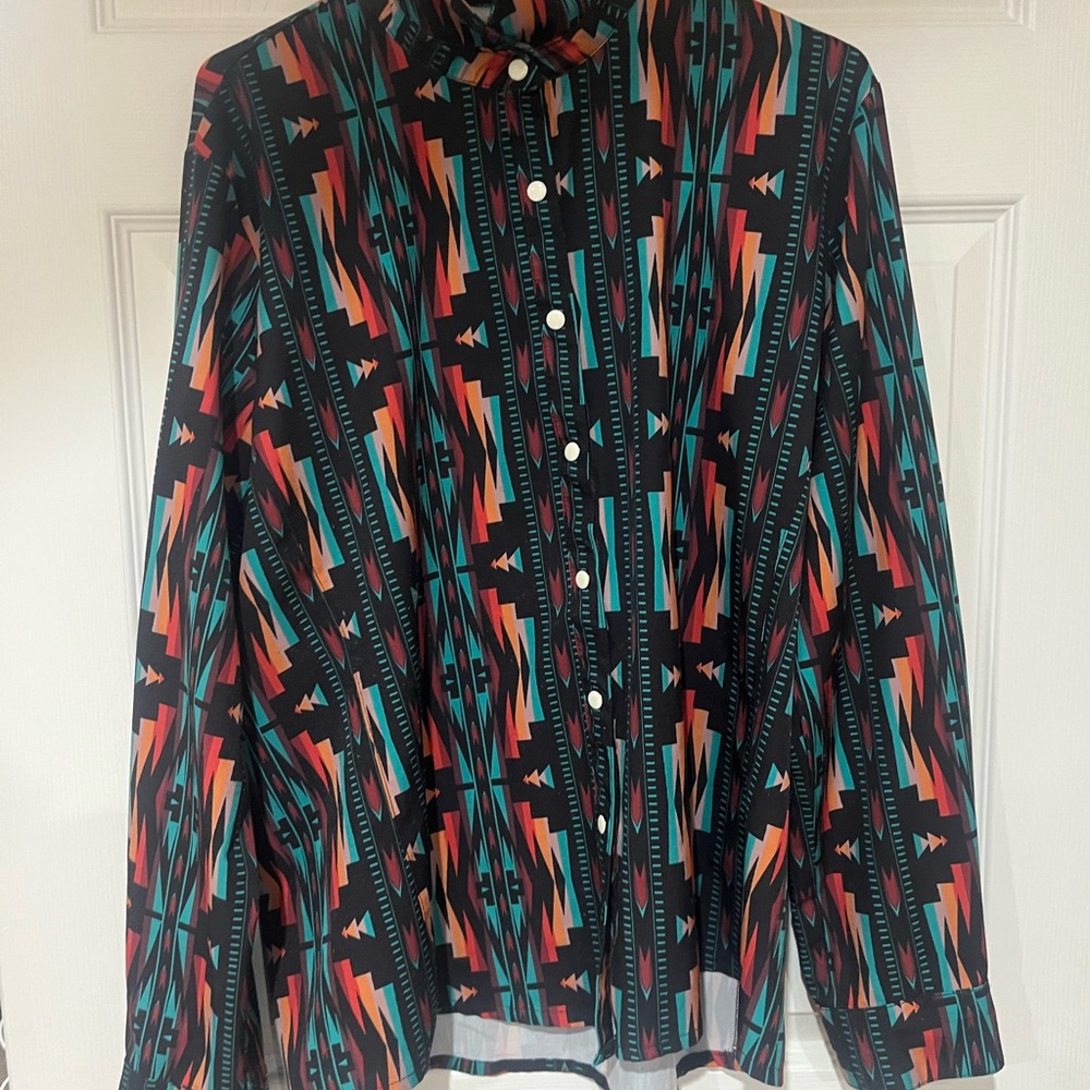 Colorful Aztec Button-Up Shirt